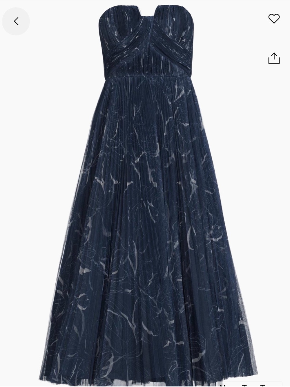 Hutch Anthropologie Strapless Navy Marble-Print Pleated Midi Dress - Picture 5 of 8